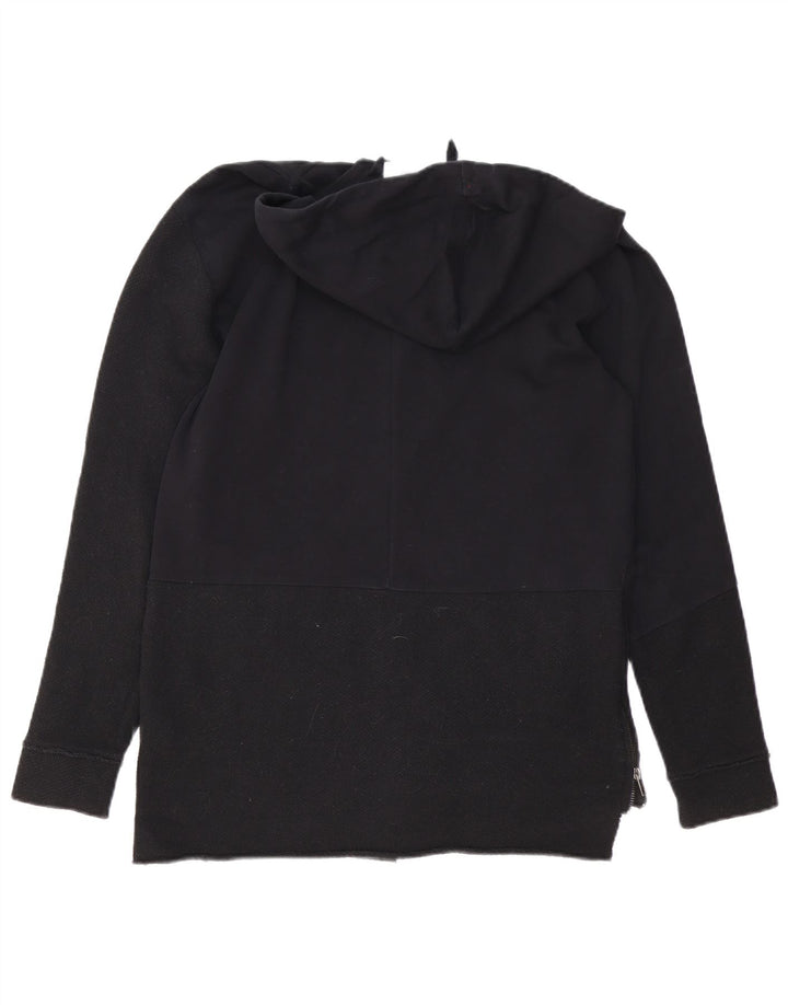 Zara Hombre Zip Sudadera Con Capucha Suéter Pequeño Algodón Negro