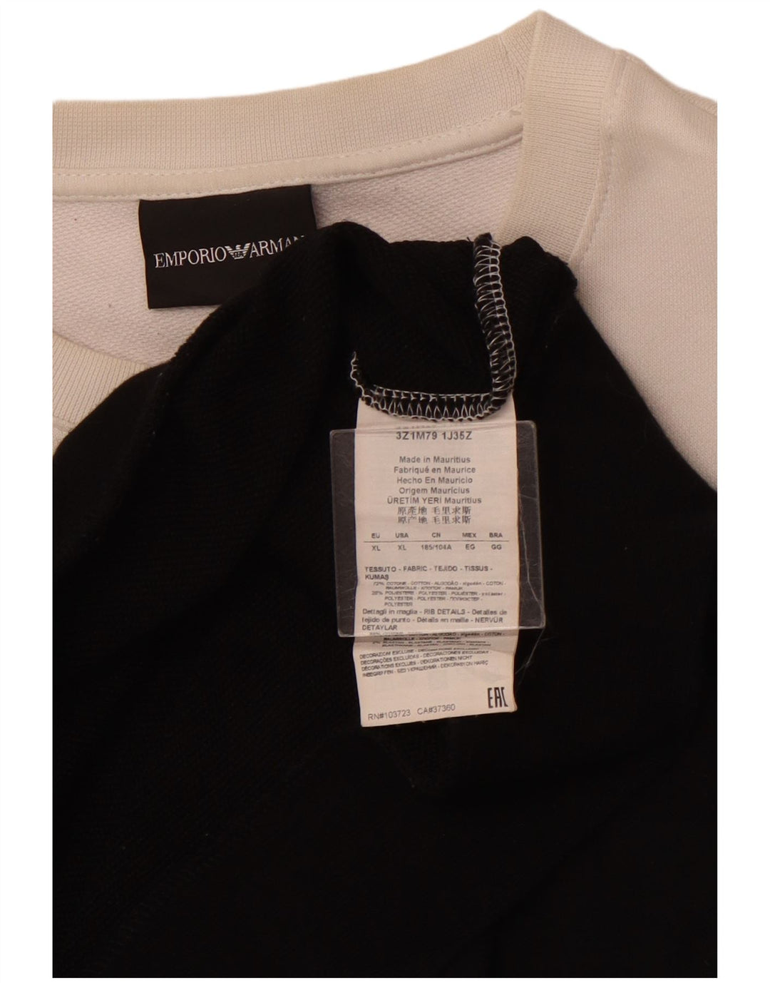 EMPORIO ARMANI Sudadera gráfica para mujer Jersey UK 40 XL Bloque de color negro