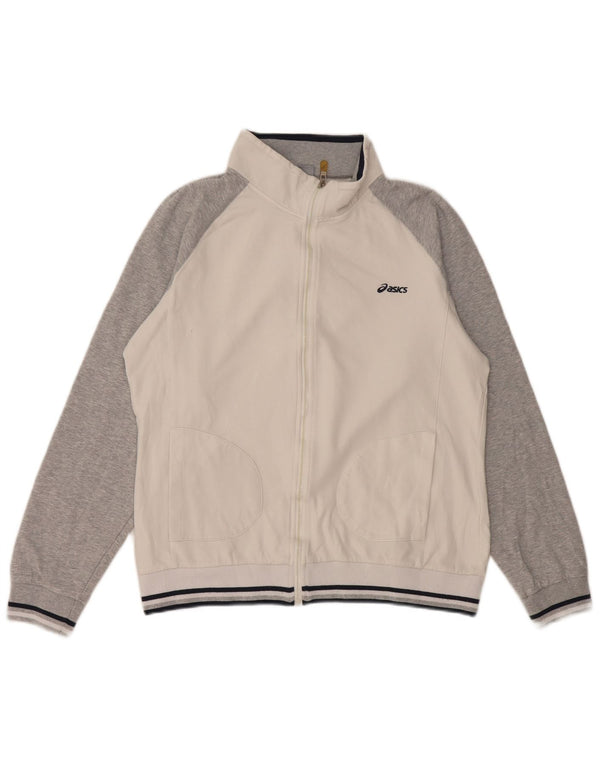 ASICS Chaqueta de chándal para mujer UK 14 Medium Off White Colorblock