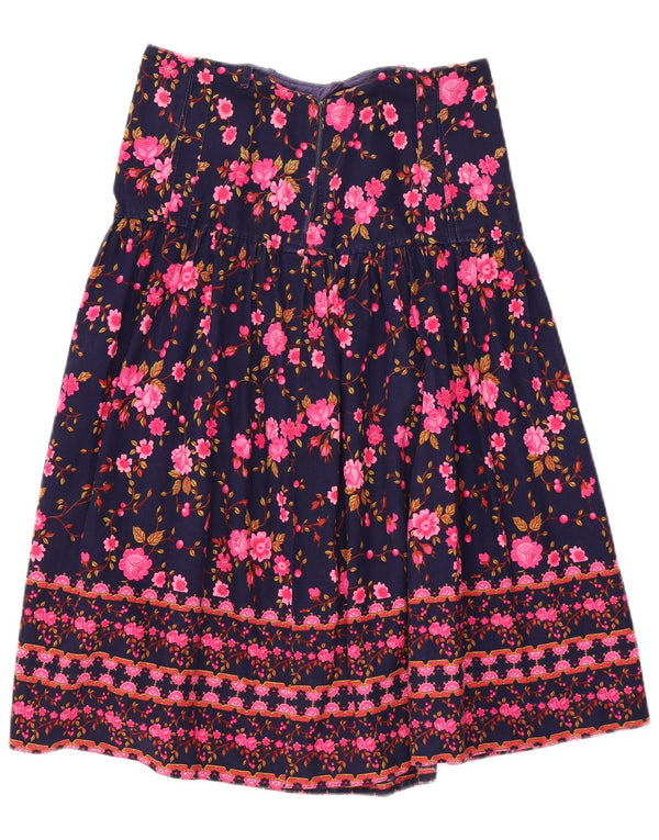 Vintage mujer plisada falda acampanada W32 grande azul marino floral