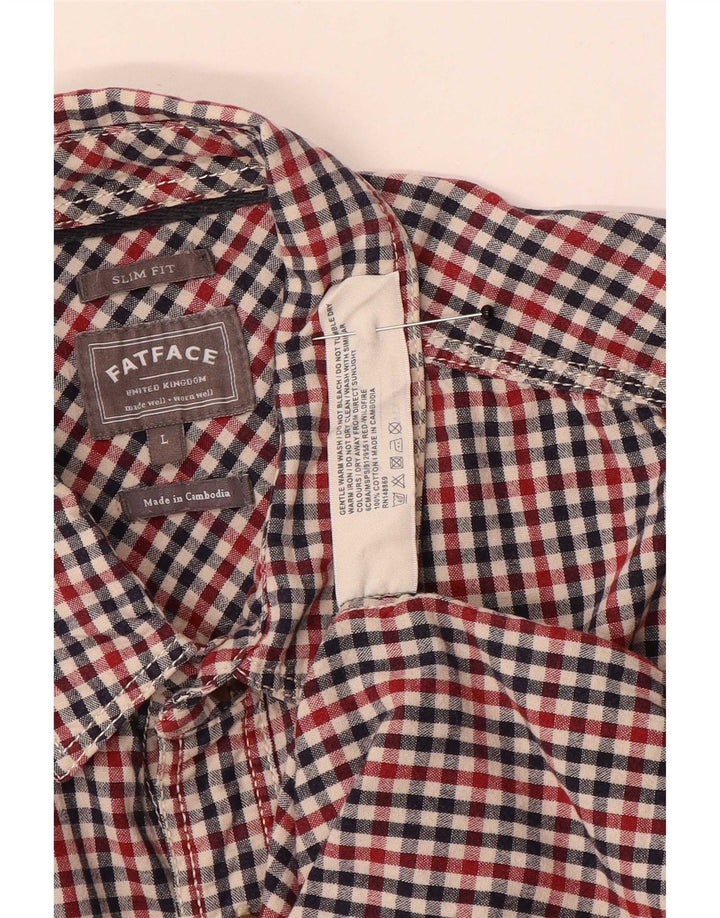 Fat Face Camisa ajustada para hombre de algodón a cuadros multicolor grande