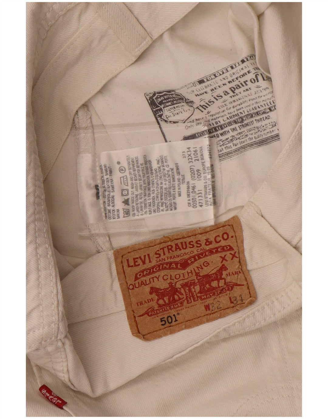 Levi's Jeans rectos 501 para hombre W32 L26 Algodón blanco
