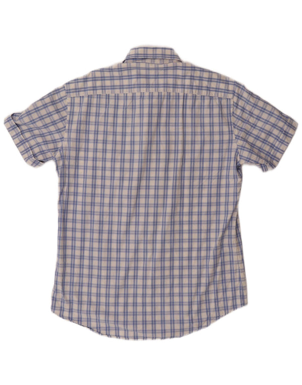 Camisa Carrera Hombre Manga Corta Azul Medio Cuadros