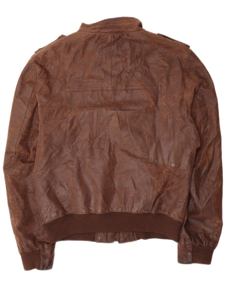 Vintage hombres chaqueta bomber militar Reino Unido 40 marrón grande