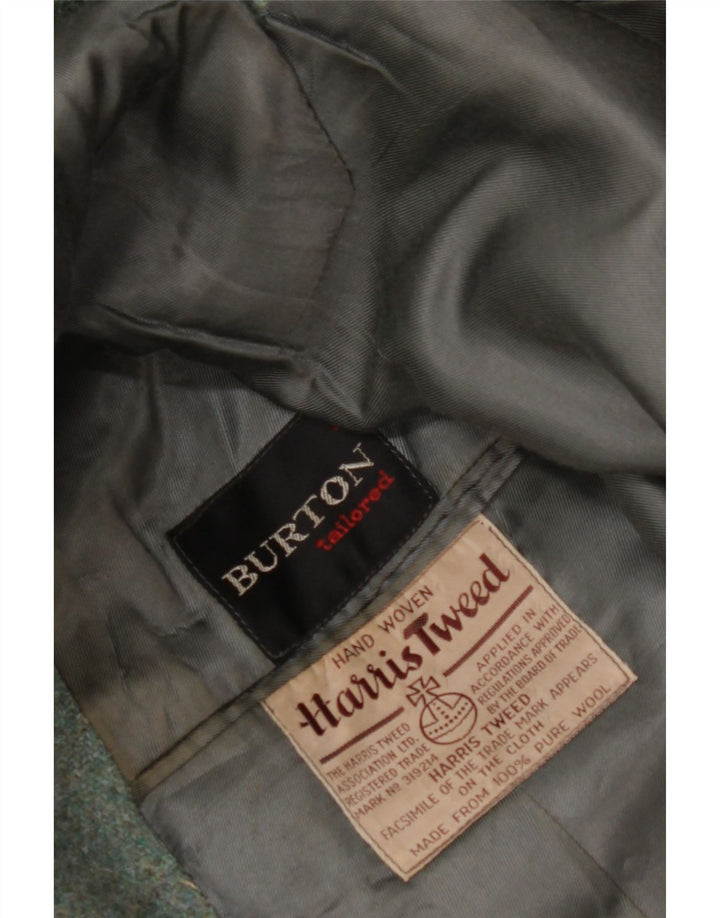 BURTON Chaqueta tipo blazer a medida con 2 botones para hombre UK 38 Lana virgen verde medio
