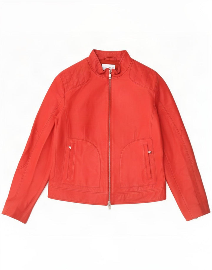 Linea Emme Chaqueta de cuero para mujer UK 46 Grande Rojo