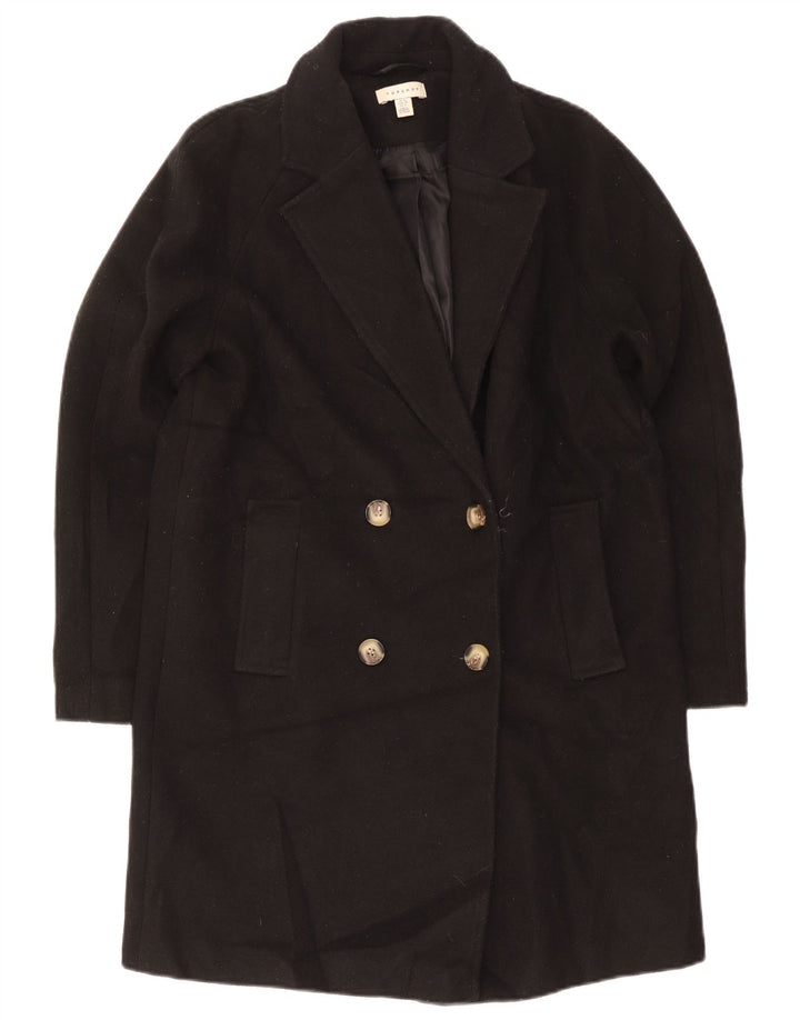 Topshop Abrigo extragrande con doble botonadura para mujer UK 10 Small Poliéster negro