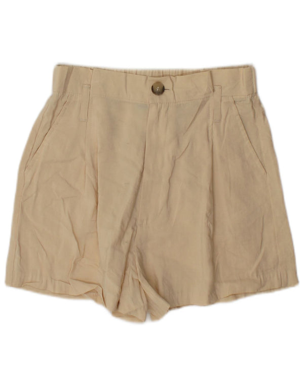 Zara Mujer Shorts Chinos De Talle Alto XS W24 Beige Modal