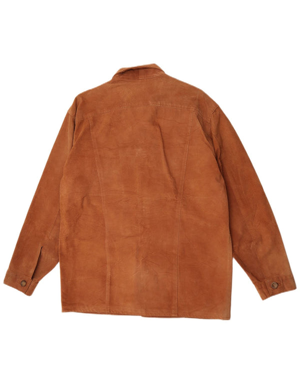 Vintage hombres ante chaqueta Reino Unido 38 marrón medio