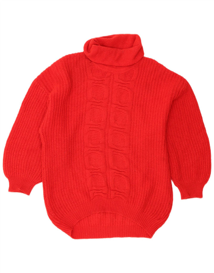 Stefanel Jersey de cuello vuelto para mujer UK 18 XL Lana roja