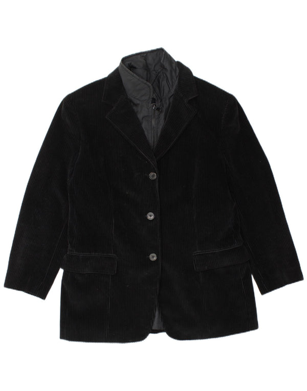 FAY Chaqueta tipo blazer de pana con 3 botones para mujer IT 46 Large Black