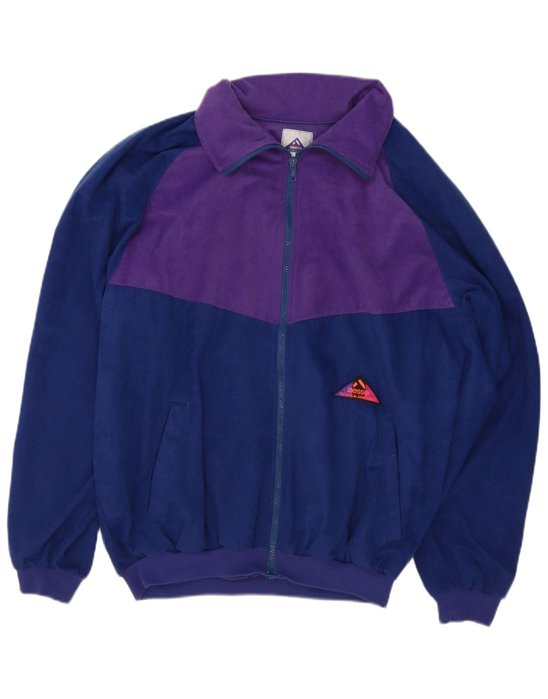 Aesse Hombre Chaqueta De Chándal De Terciopelo Grande Púrpura Colorblock Poliéster