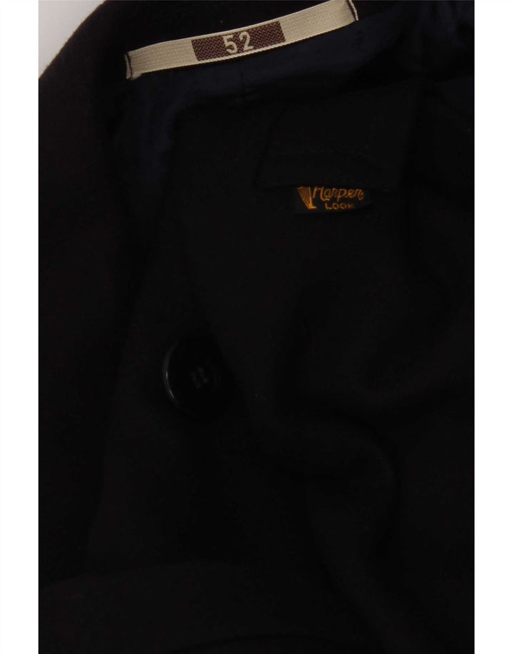 Vintage hombre guisante abrigo IT 52 XL azul marino viscosa