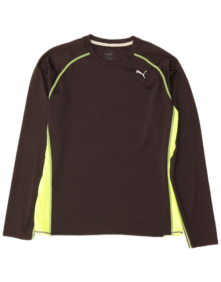 Puma Camiseta de manga larga para hombre, talla grande, color negro