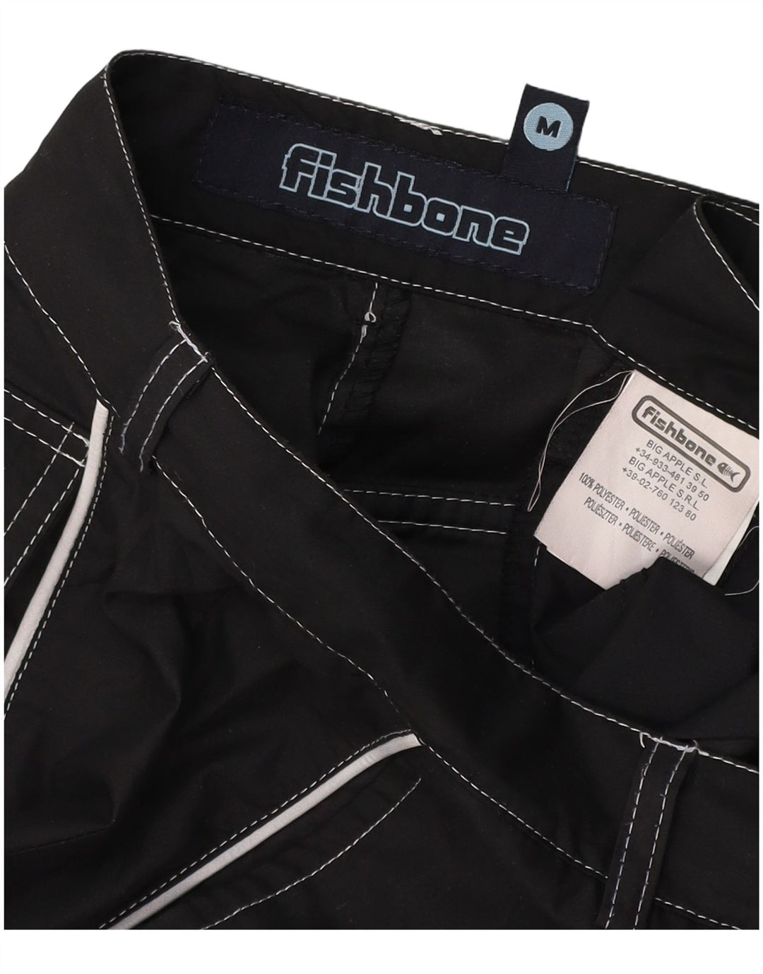 FISHBONE Bermudas para hombre Medium W30 Poliéster negro
