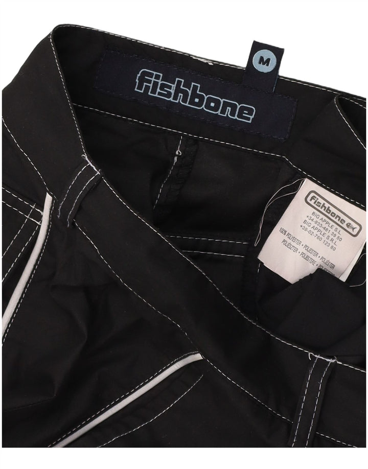 FISHBONE Bermudas para hombre Medium W30 Poliéster negro