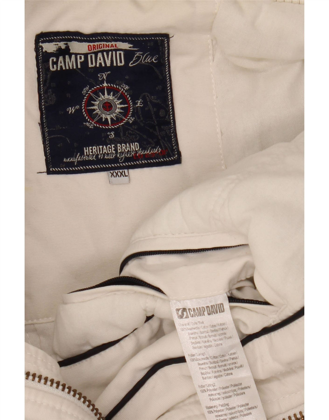 Camp David Chaqueta bomber gráfica para hombre UK 46 3XL Algodón blanco