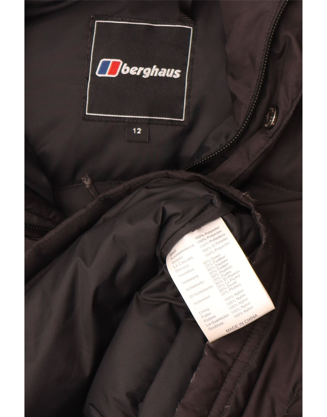 Berghaus Abrigo acolchado con capucha para mujer UK 40 Mediano Poliéster negro