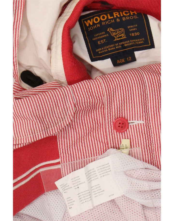Chaqueta bomber con capucha para niño Woolrich 11-12 años Poliéster rojo a rayas