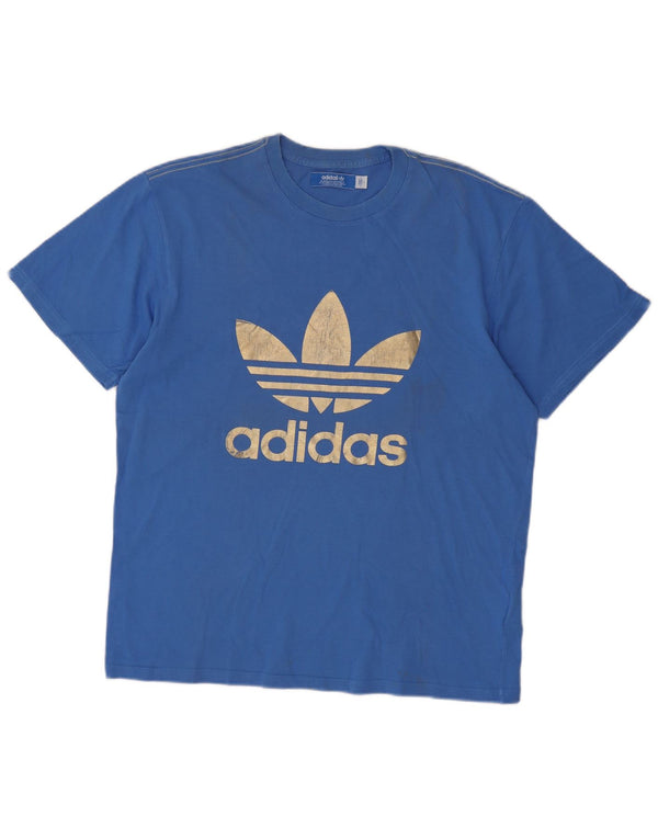 Adidas - Camiseta gráfica para hombre, talla grande, algodón azul