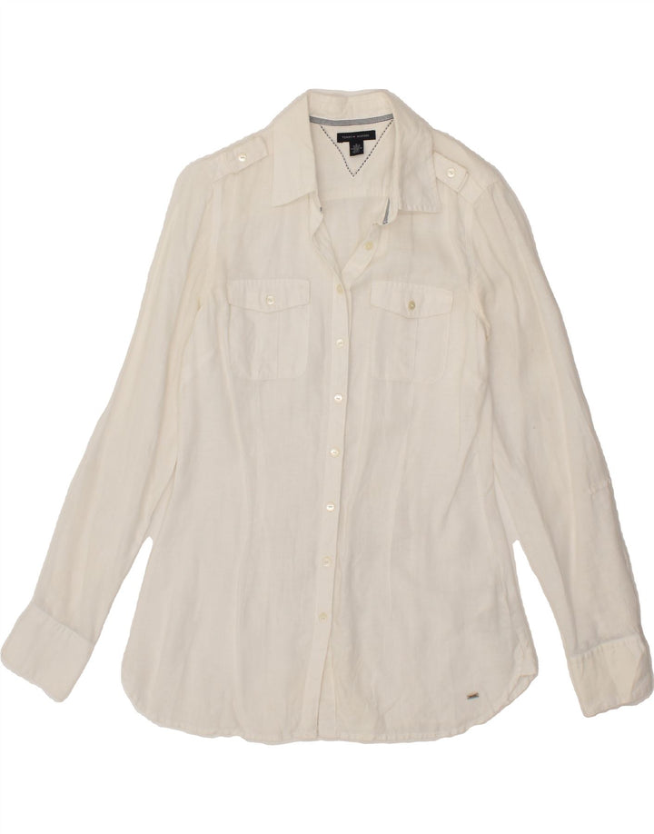 TOMMY HILFIGER Womens Shirt US 6 Medium White Cotton Vintage Tommy Hilfiger and Second-Hand Tommy Hilfiger from Messina Hembry 