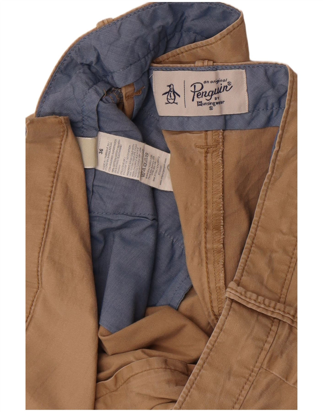 Penguin Mens Chino Shorts W36 Grande Algodón Beige