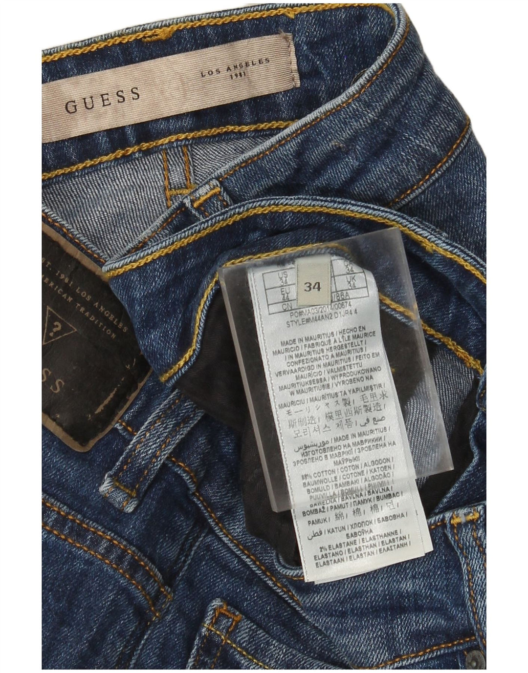 Guess Vaqueros Rectos Hombre W34 L32 Algodón Azul