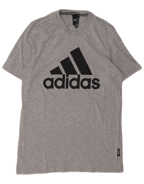 ADIDAS Camiseta gráfica para hombre Top de algodón moteado gris medio