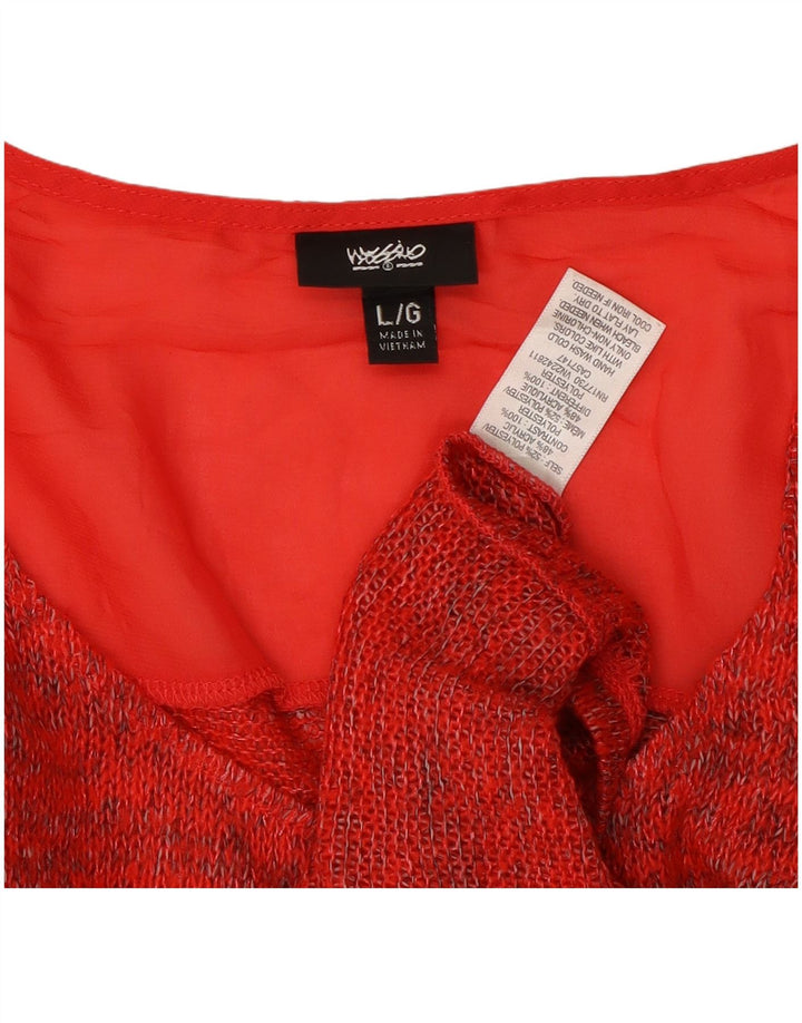 MOSSIMO Suéter tipo jersey con cuello redondo y manga 3/4 para mujer UK 46 Large Red Moteado