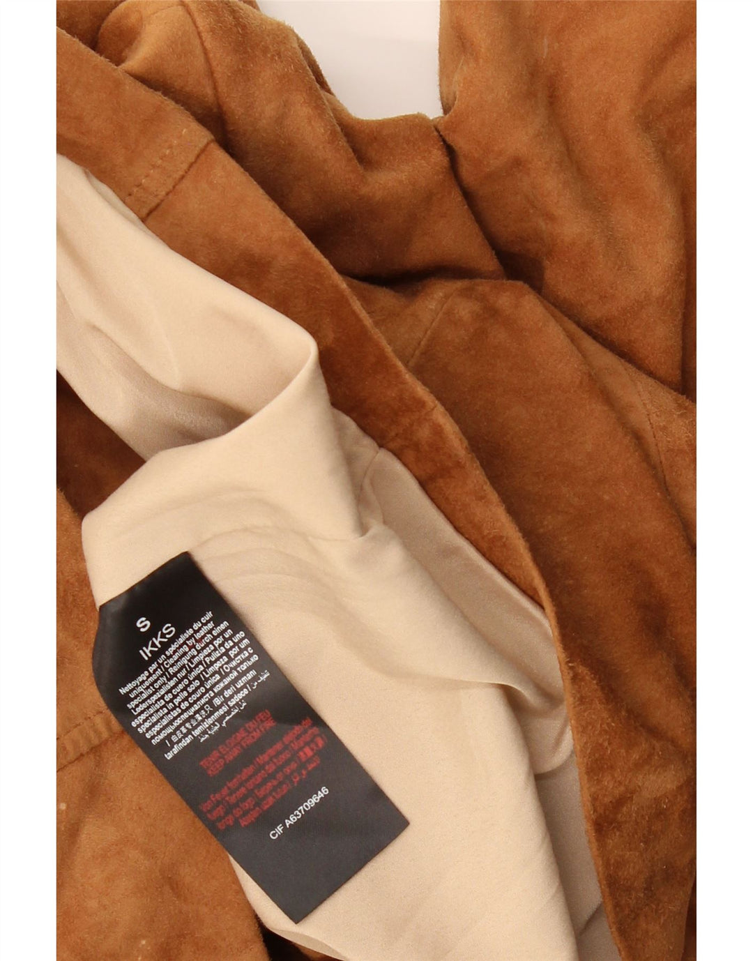 IKKS Womens Crop Suede Jacket UK 10 Small Brown Leather