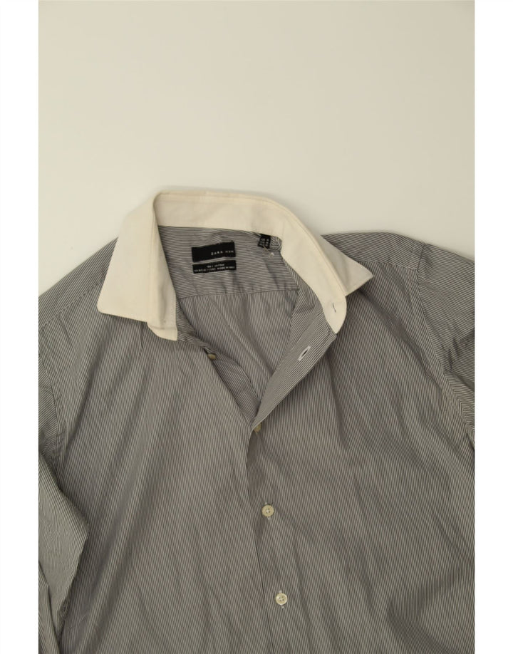 ZARA Mens Shirt Medium Grey Pinstripe Cotton Vintage Zara and Second-Hand Zara from Messina Hembry 
