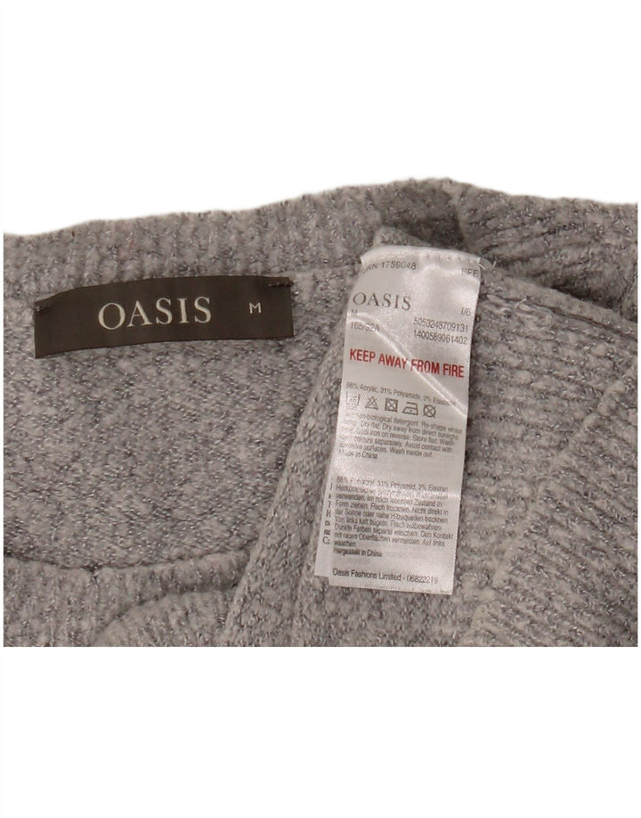 Oasis - Jersey corto con cuello redondo para mujer, talla 40, acrílico gris medio