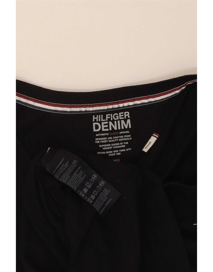 Tommy Hilfiger Top para mujer de manga larga UK 12 Medium Black Cotton