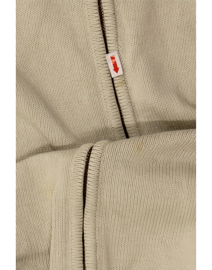 Zara Hombre Jersey Cárdigan XL Algodón Blanco Roto