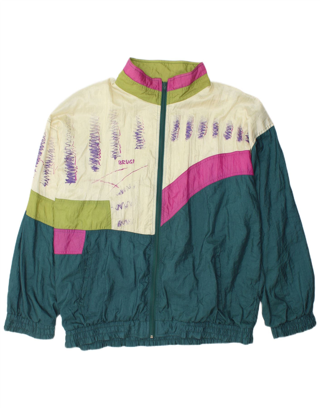 Brugi Hombre Chaqueta De Chándal Estampada XL Poliéster Color Block Verde