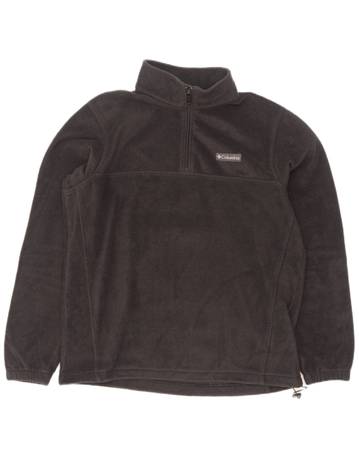 Columbia - Jersey de forro polar con cuello y cremallera para hombre, talla grande, poliéster negro
