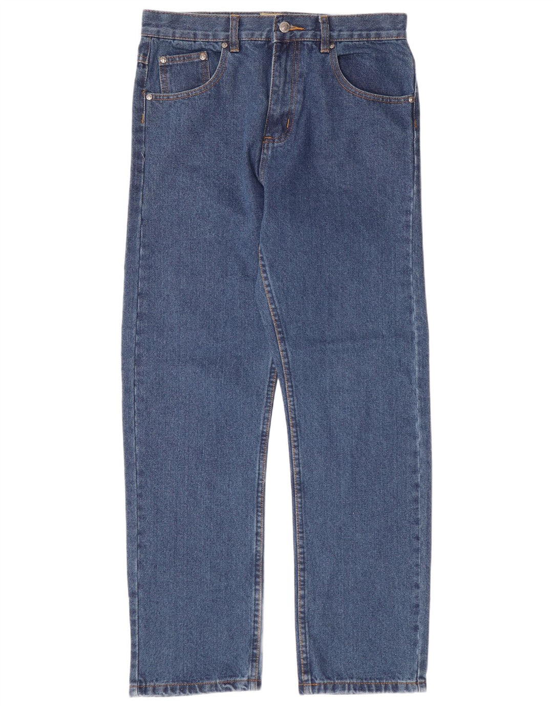 KAM Mens Straight Jeans W32 L30 Blue Cotton