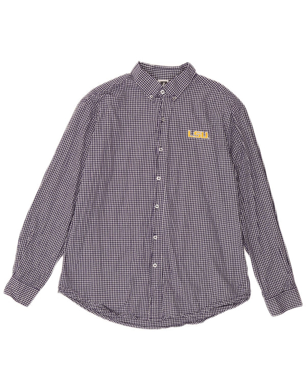 Russell Athletic Camisa LSU Tigers para hombre, talla 42/44, algodón a cuadros azul grande