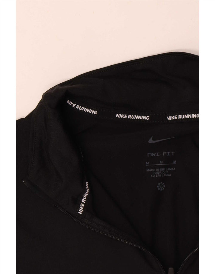 Nike Dri Fit - Chándal con cremallera y cuello para hombre, talla mediana, poliéster negro