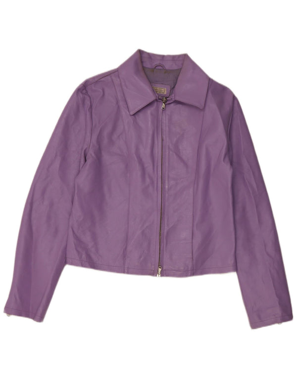 Habana Chaqueta de cuero para mujer UK 10 Small Purple Leather