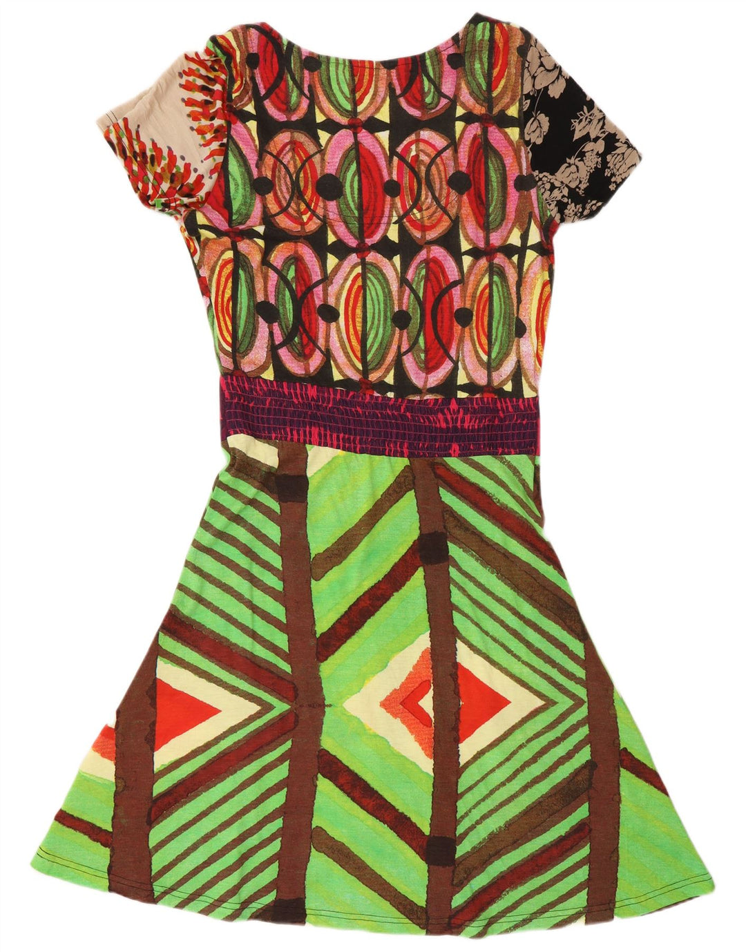 Desigual Vestido gráfico A-Line para mujer UK 44 Grande Multicolor Geométrico