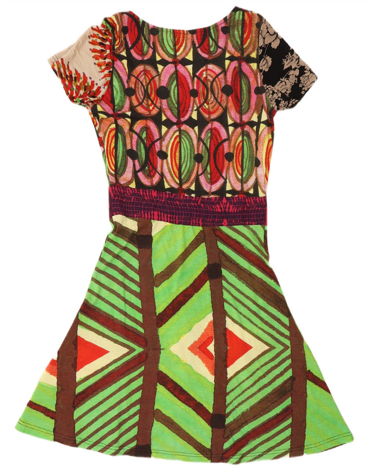 Desigual Vestido gráfico A-Line para mujer UK 44 Grande Multicolor Geométrico