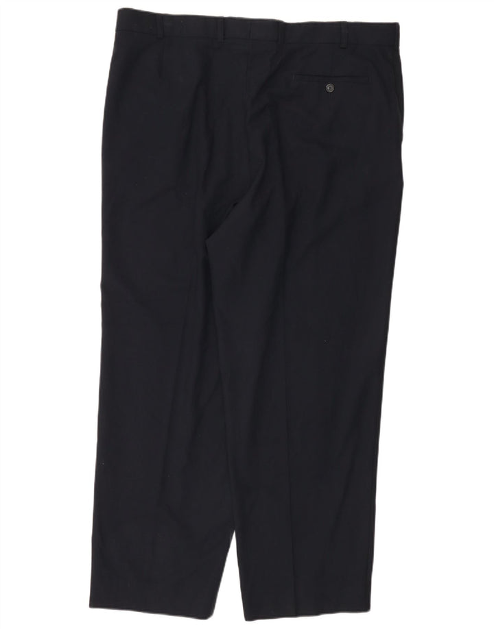 Marks & Spencer Pantalón de traje recto para hombre W40 L29 Poliéster azul marino