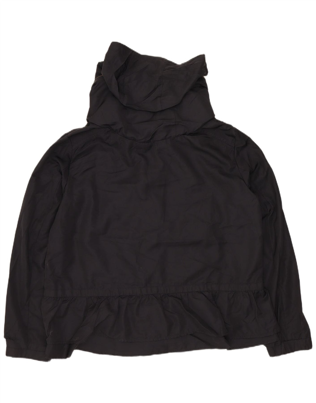 Zara Chaqueta impermeable corta con capucha para mujer UK 46 Grande Poliéster negro