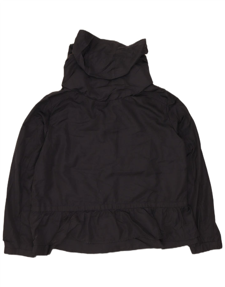 Zara Chaqueta impermeable corta con capucha para mujer UK 46 Grande Poliéster negro