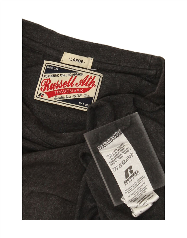 Russell Athletic Camiseta gráfica para hombre de manga larga de algodón gris grande