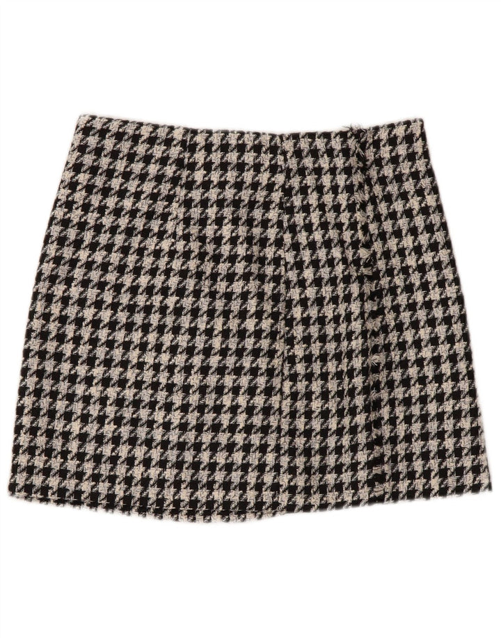 Minifalda Zara Mujer Small W26 Poliéster Pata De Gallo Negro
