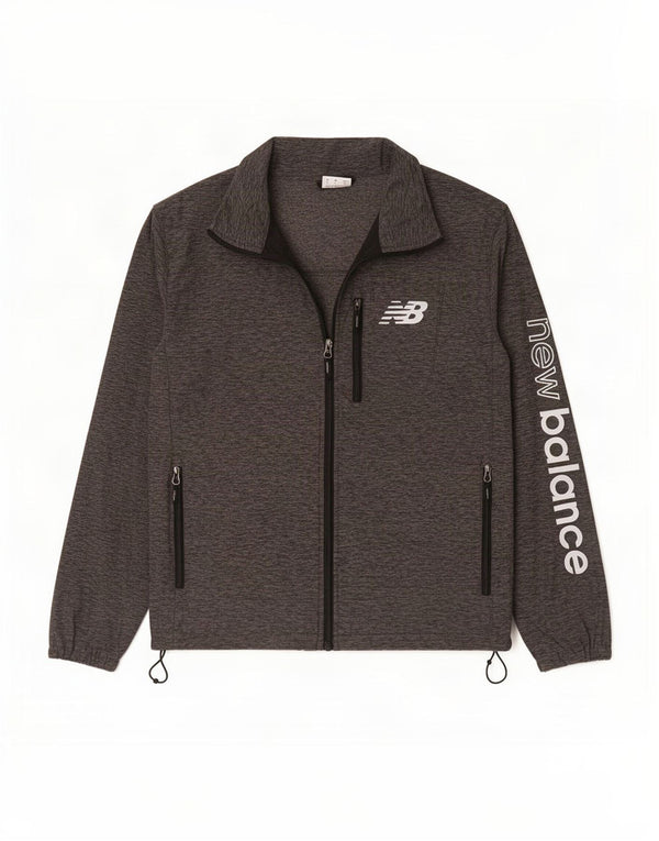 New Balance Mens Graphic Chándal Top Chaqueta Pequeña Gris Moteado Poliéster