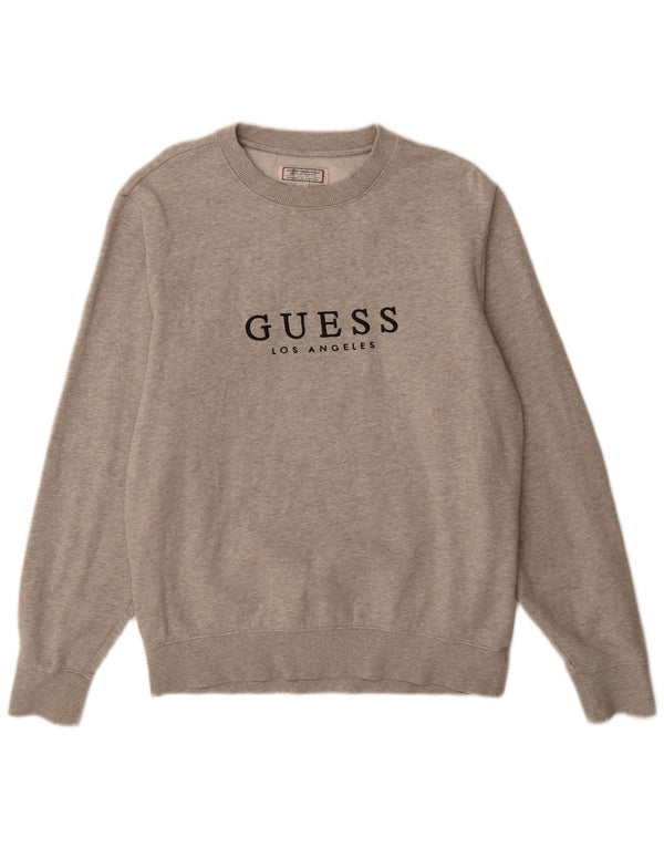 Guess Mens Graphic Sudadera Jumper UK 34 XS Gris Moteado Algodón