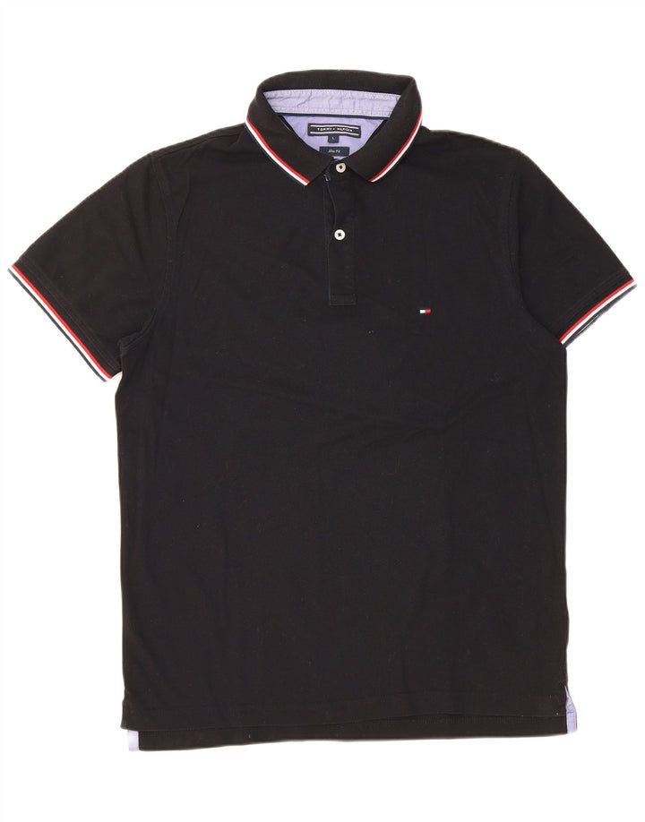 TOMMY HILFIGER Polo Slim Fit para hombre Grande Algodón negro